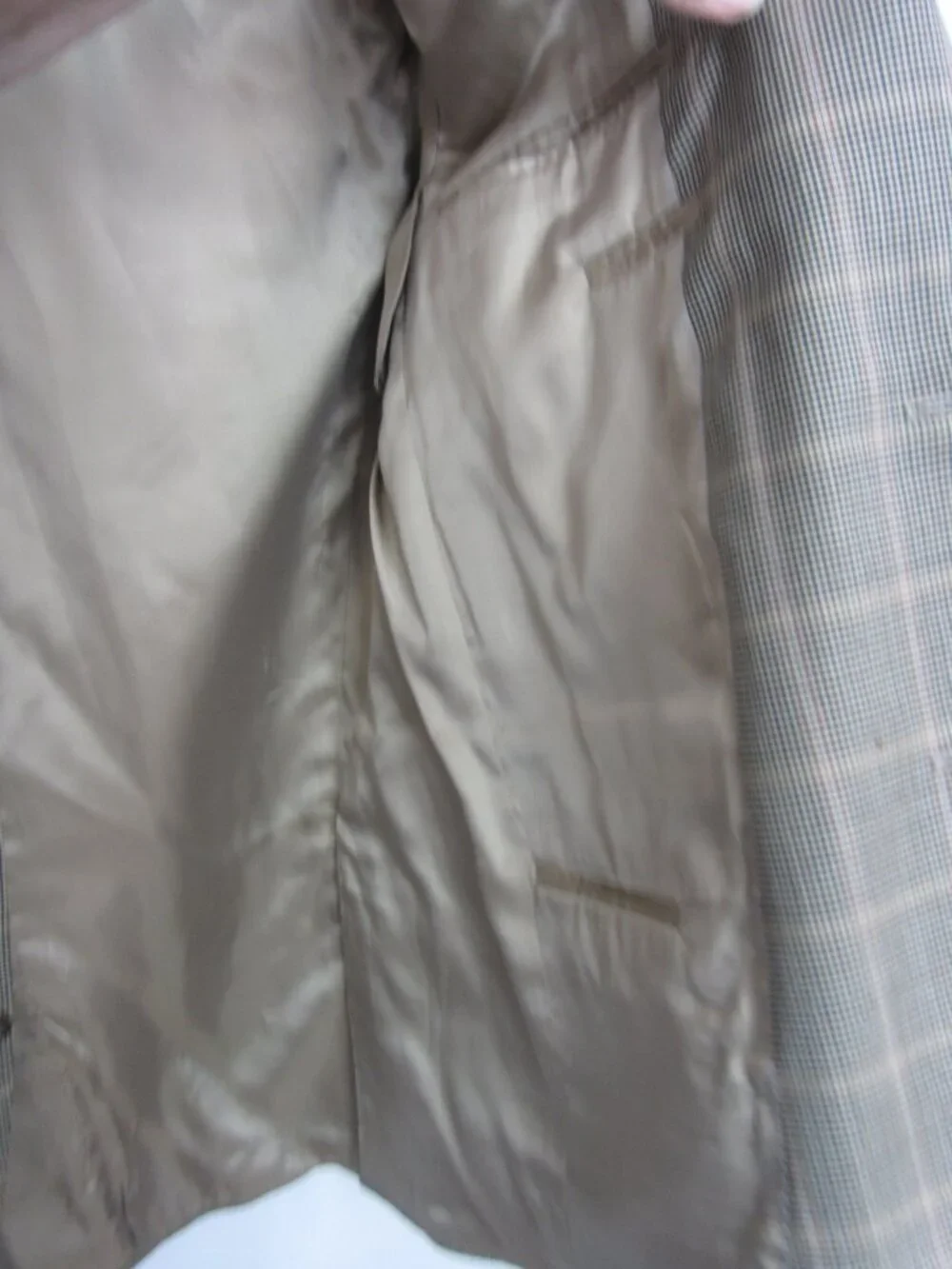 Peter Millar 44T 44 Tall 44L 100% Wool Glen Plaid Sport Coat Tan Beige Black